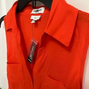 Express Bold Red/Orange Sleeveless Portofino Bodysuit